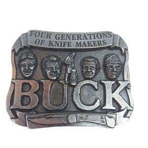 Buck knife belt buckle Vtg 4 generations Smoky mtn knife works